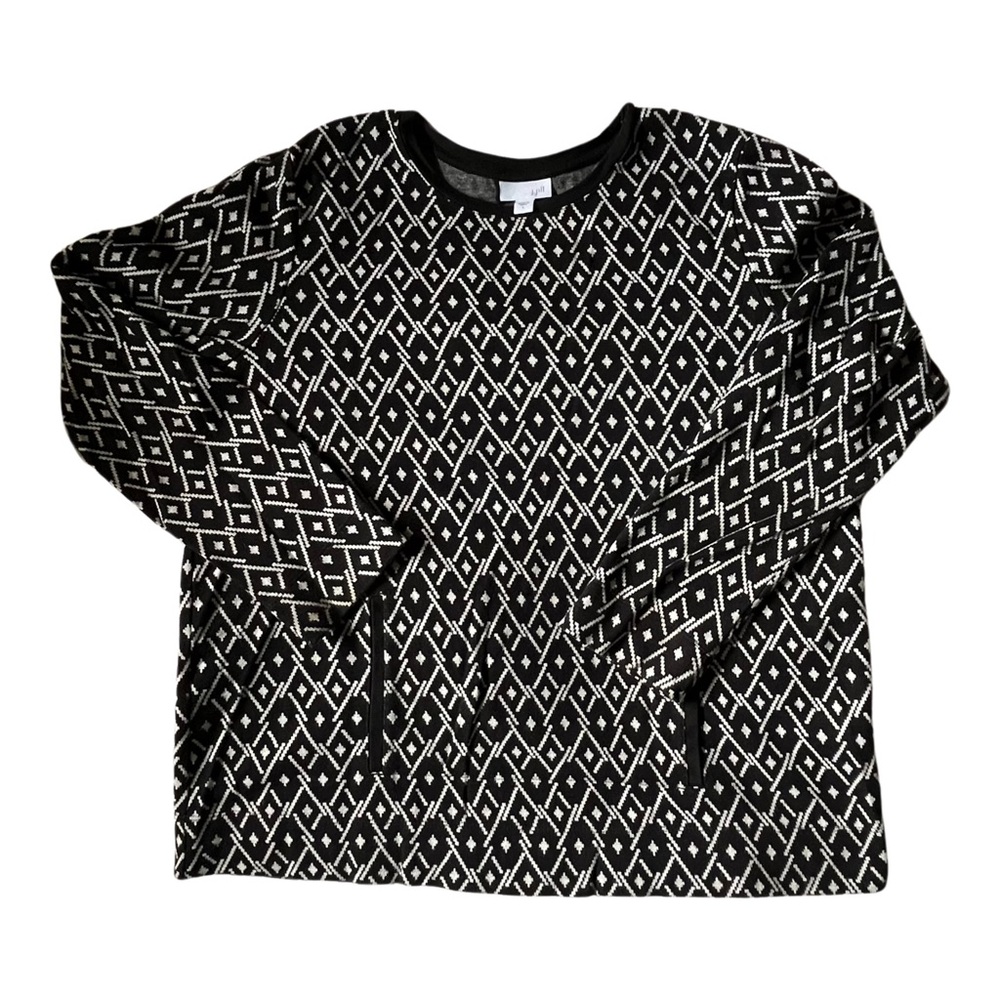 J. Jill Black & White Patterned Sweater Size Large